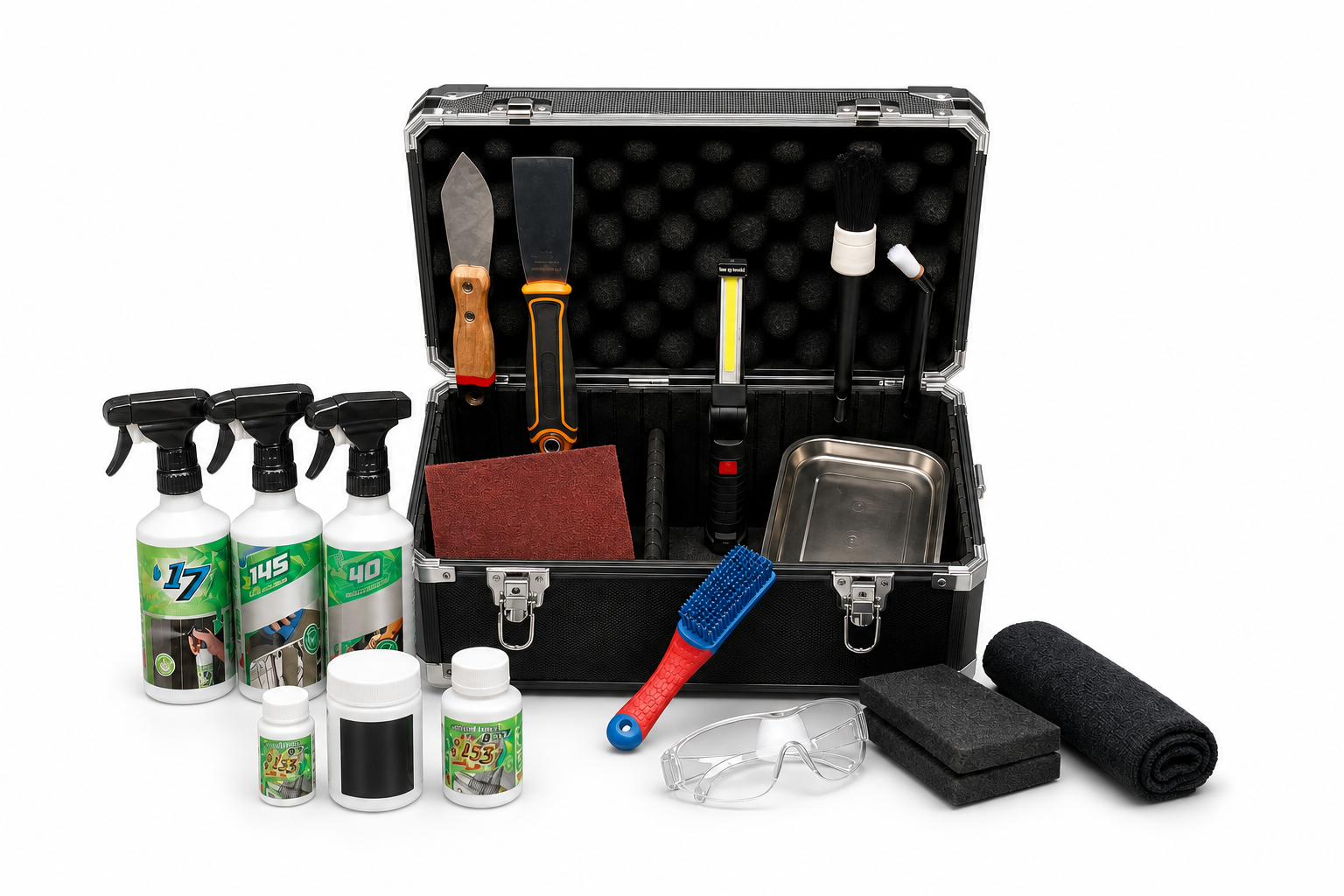 RoastCare Essential maintenance kit in an aluminum case
